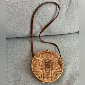 Round Rattan Crossbody Bag